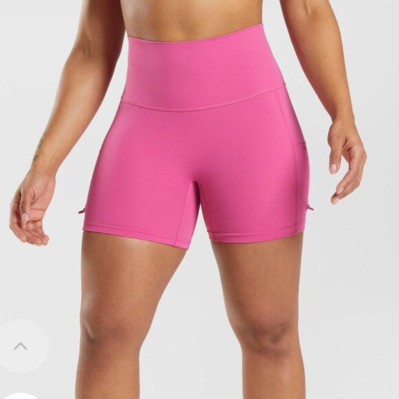 Gymshark Legacy Ruched Tight Pink Adjustable Side Workout Shorts SOLD OUT ONLINE - Picture 3 of 12